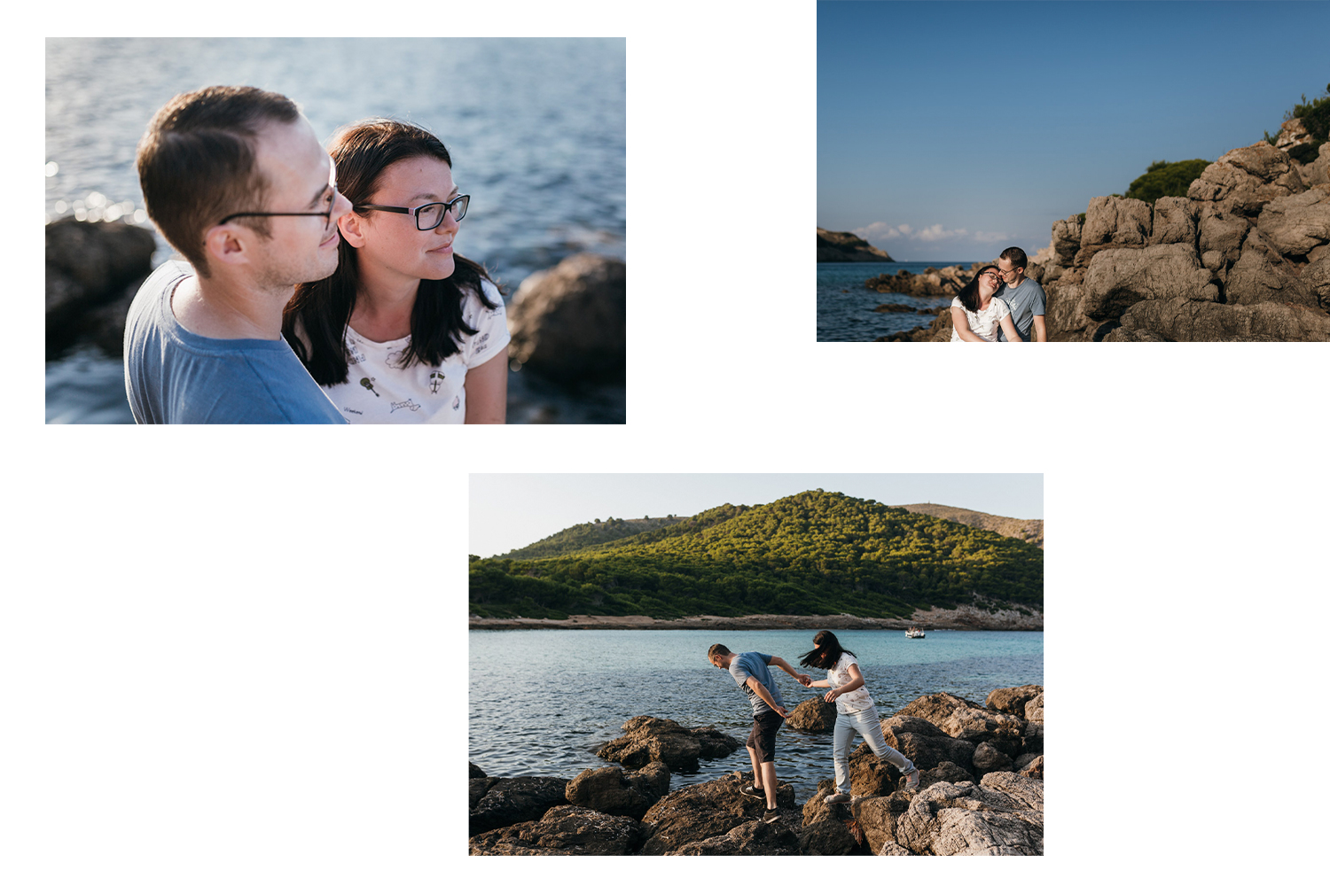 Portraitfotos vom Paar am Meer auf Mallorca